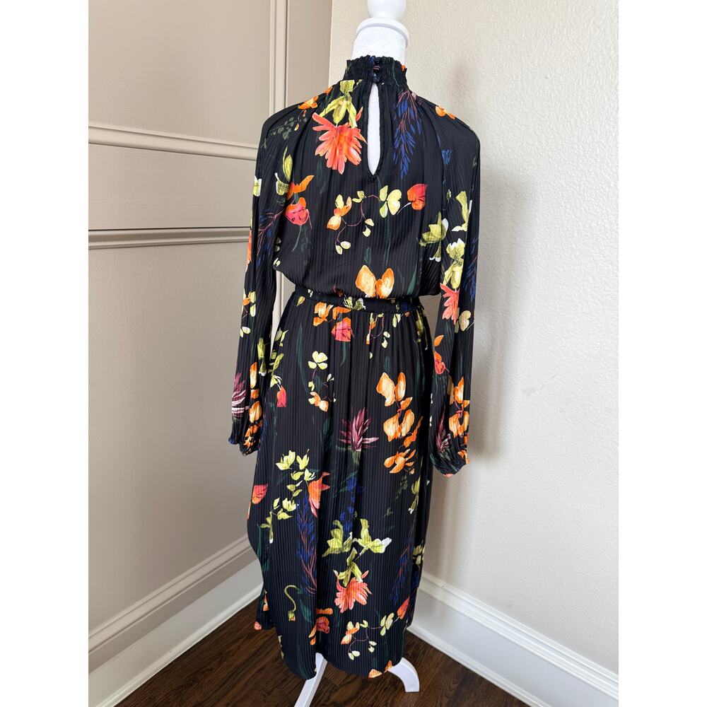 A New Day Black Floral Smocked High Neck Midi Dress Size XS - Picture 4 of 5